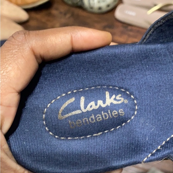 Clarks Bendables Blue Leather Mules Work Shoes 9 - Picture 7 of 8